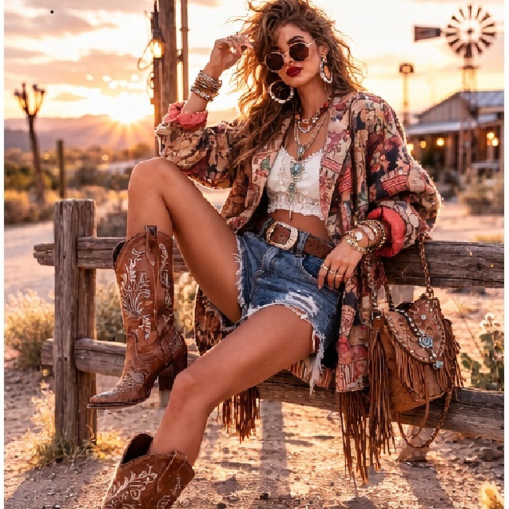 Vtg 80's Giancarlo Ferrari Womens 12 Bohemian Floral Print Blazer Jacket USA